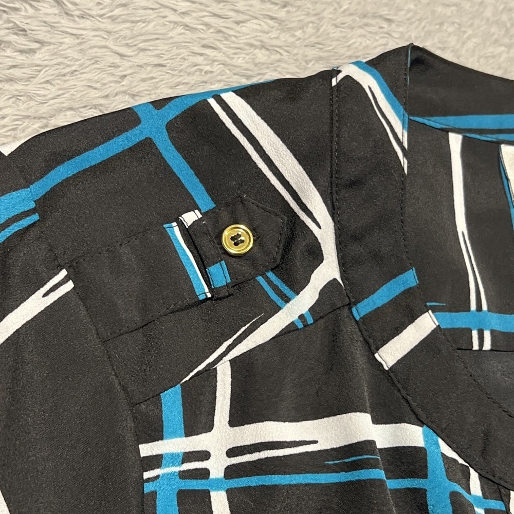 AVENUE Top Button 3/4 Sleeve Roll Tab Geometric Check‎ Women's 14/16 - Picture 12 of 13